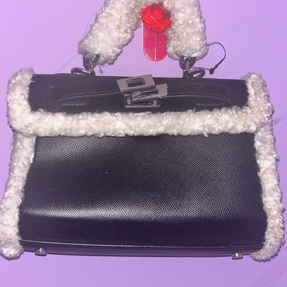 Primark Black Mini Bag with Cream Accents